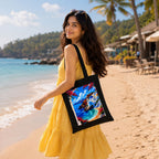 Valenium Santorini Coastal View Printed Tote Bag
