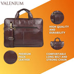 Valenium Men's Laptop PU Briefcase Bag (Brown)