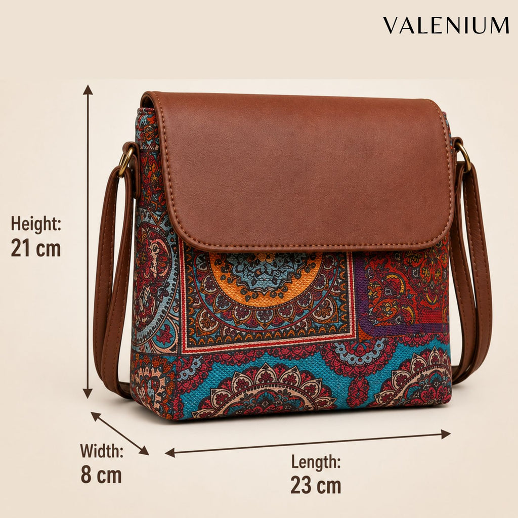 Valenium Printed Crossbody Sling Bag (Mulitcolor)