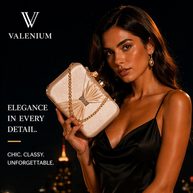 Valenium Bow Clutch Sling Bag (Golden)