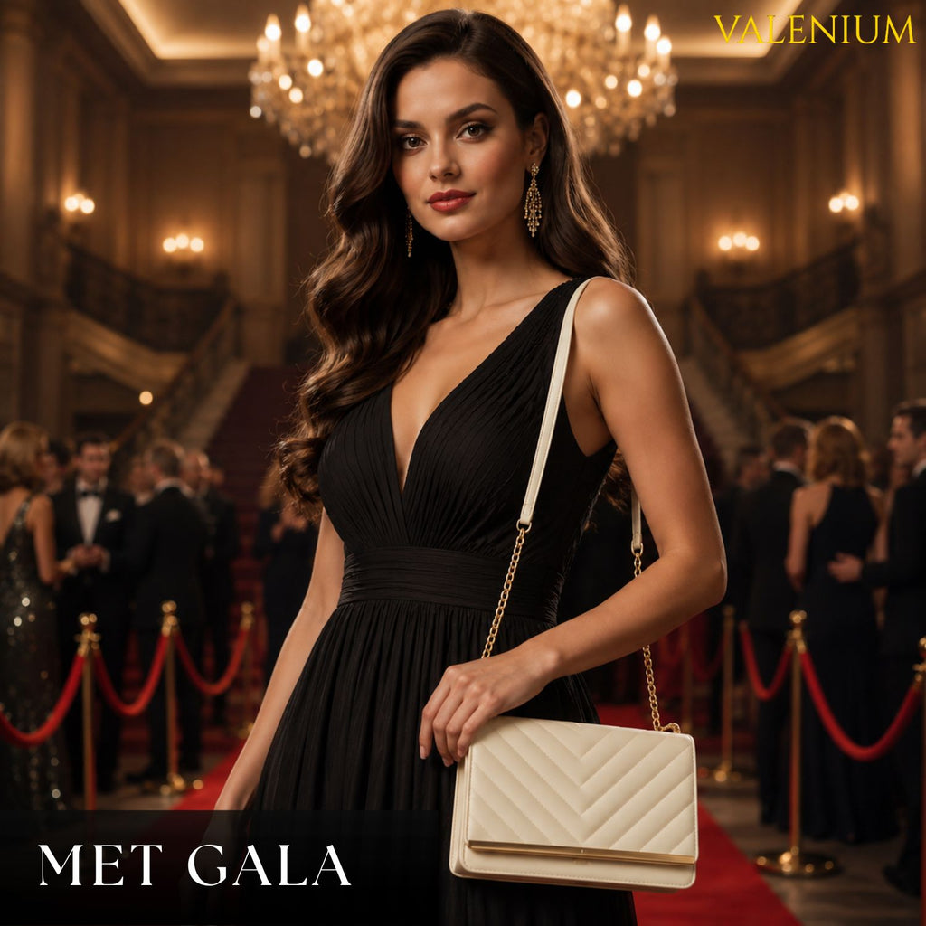 Valenium sling bag white gold chain