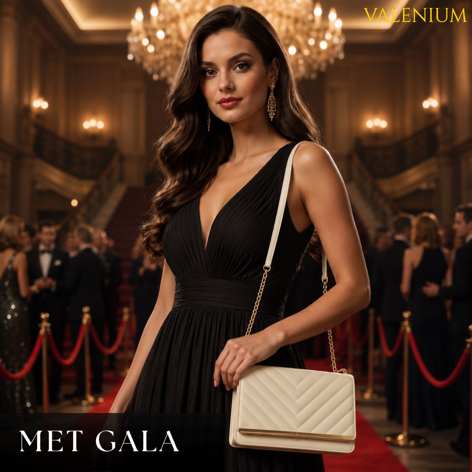 Valenium sling bag white gold chain