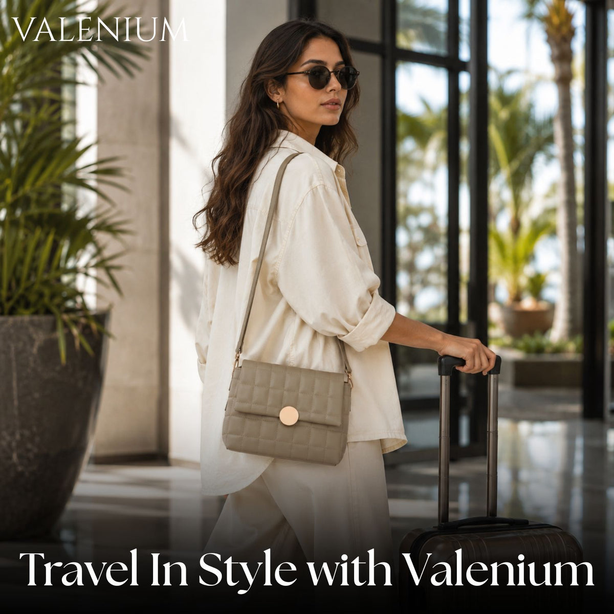 Valenium Quilted Cross Body Sling Bag (Olive)