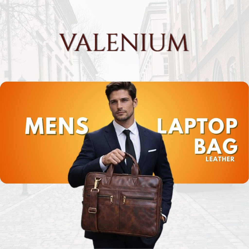 Valenium Men's Laptop PU Briefcase Bag (Brown)