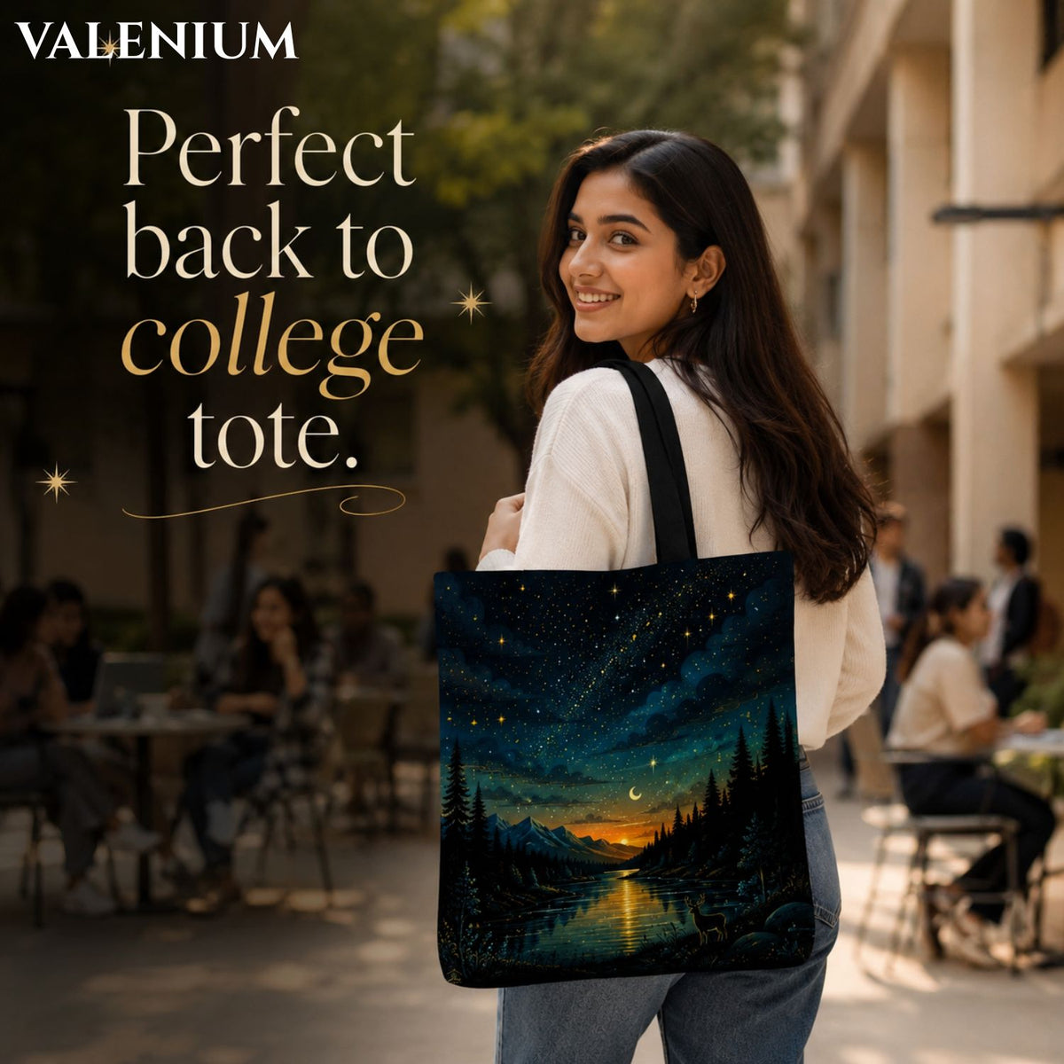 Valenium Celestial Serenity Canvas Tote Bag
