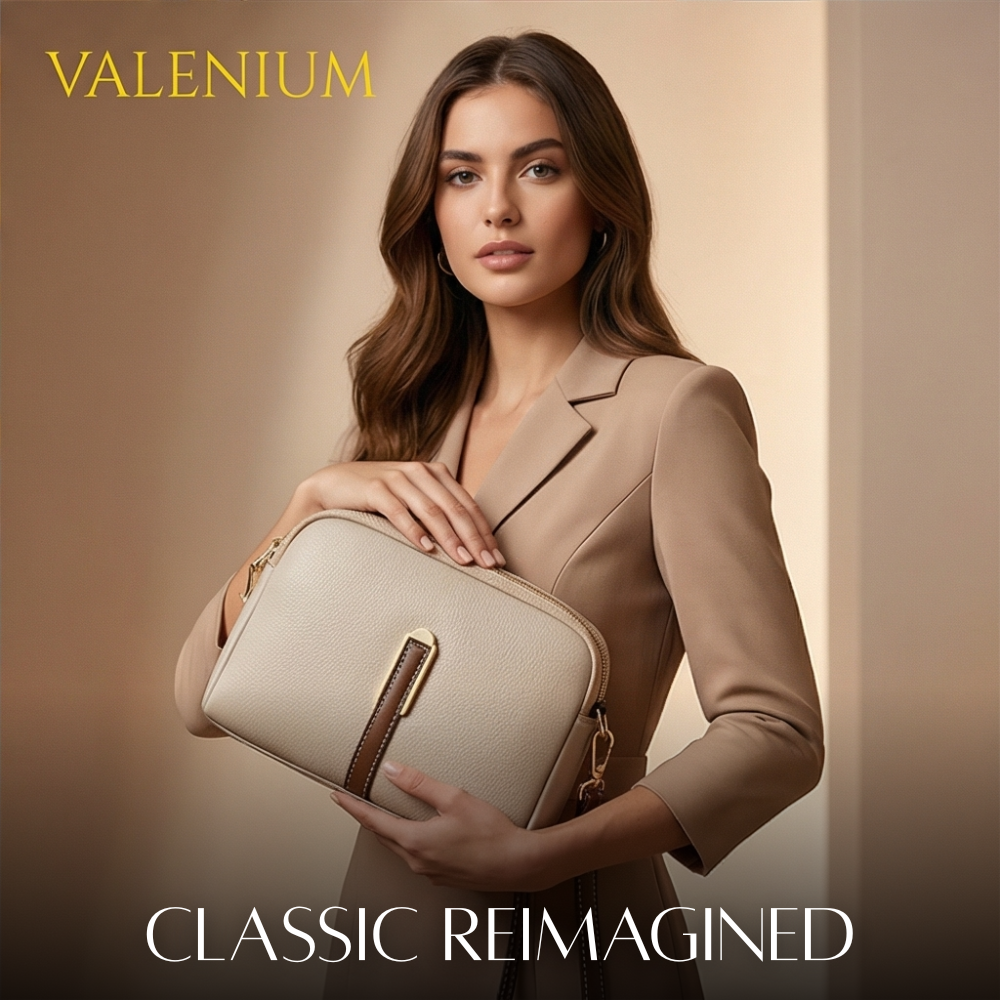Valenium Faux Leather Crossbody Sling Bag (Beige)