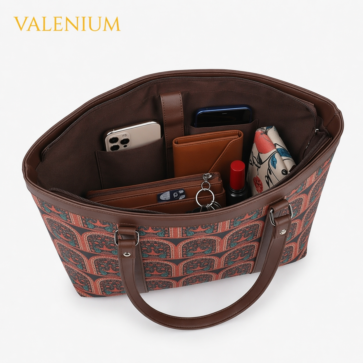 Valenium Women's Office Oxford Fabric Laptop Bag (Brown)