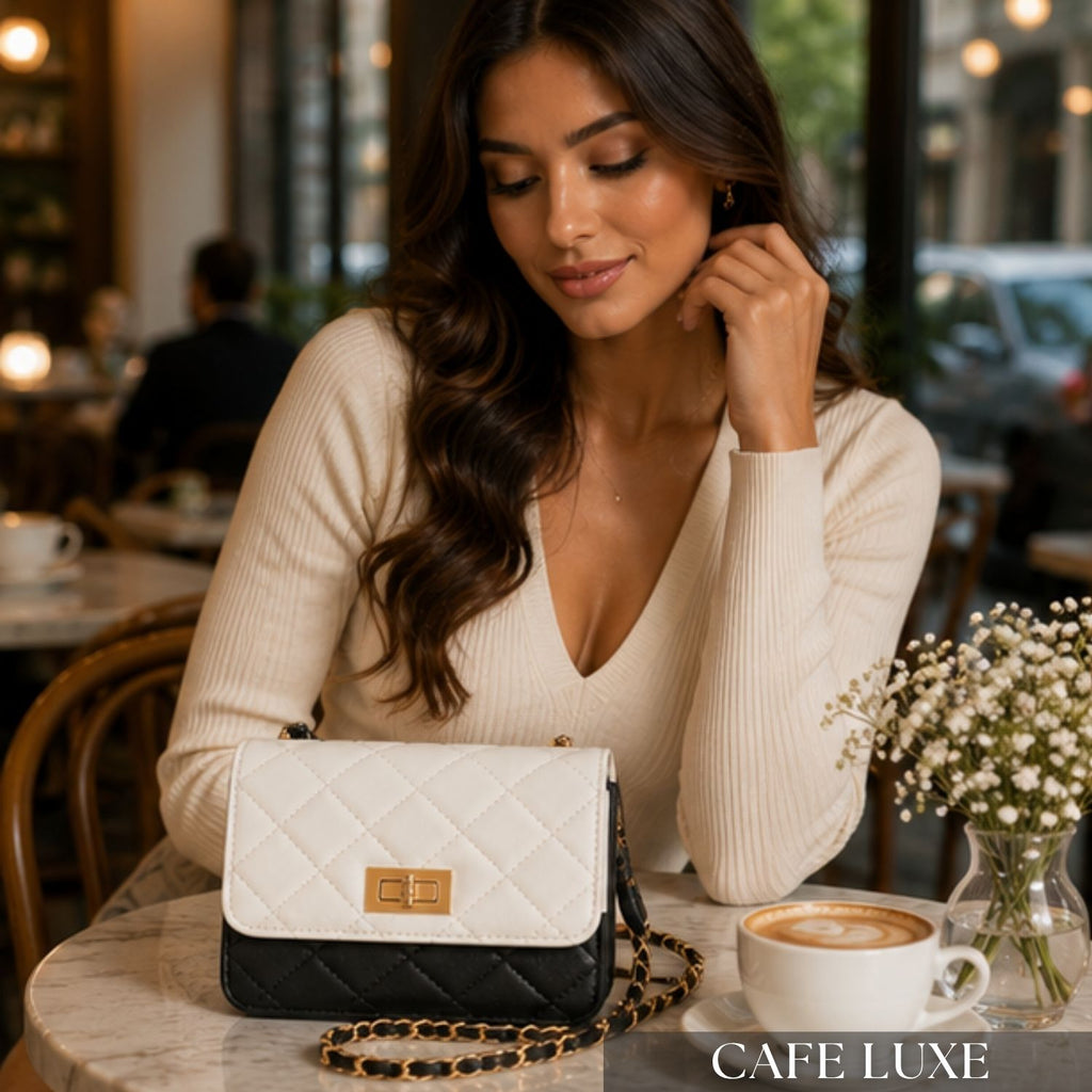 Valenium Quilted Chain Sling Bag (Off-white)