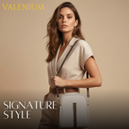Valenium Leather Crossbody Sling Bag (Beige)