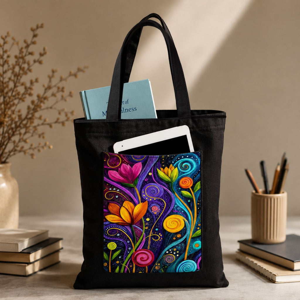 Valenium Swirling Floral Printed Tote Bag