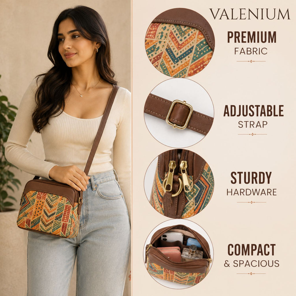 Valenium Women's Geometric Patch Sling Bag