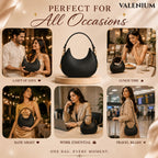 Valenium Black Half Moon Sling Bag with Double Strap