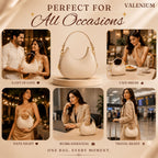 Valenium Half Moon Cream Sling Bag with Double Strap