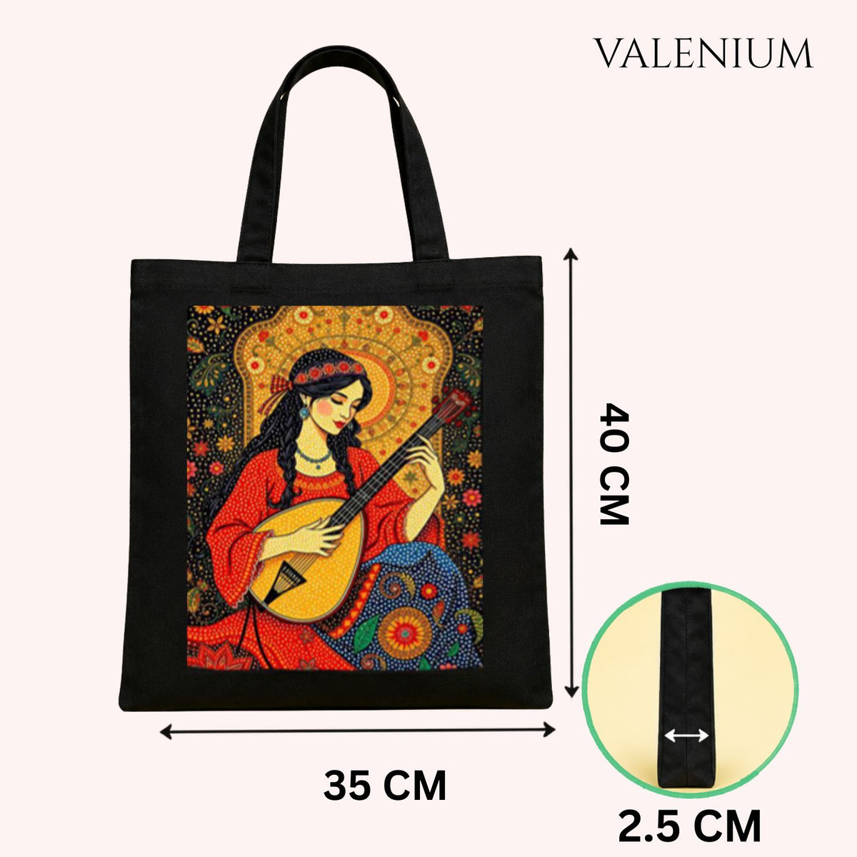 Valenium Bohemian Melody Muse Printed Tote Bag
