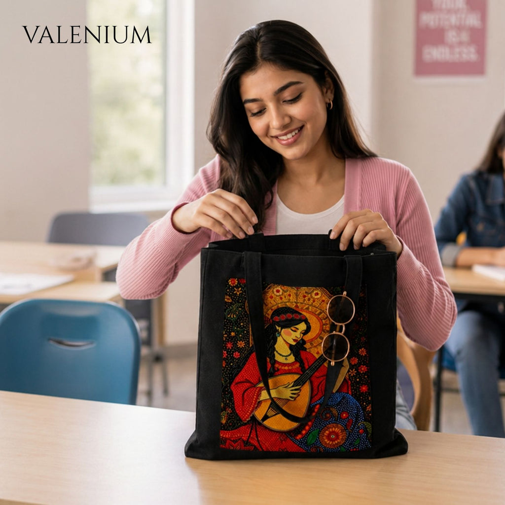 Valenium Bohemian Melody Muse Printed Tote Bag