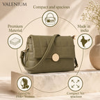 Valenium Quilted Cross Body Sling Bag (Olive)