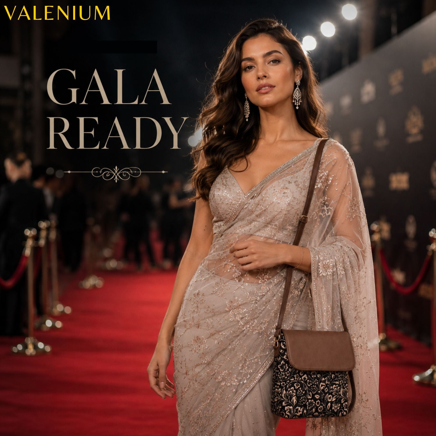 Valenium Printed Sling Bag (Brown & Black)