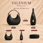 Valenium Black Half Moon Sling Bag with Double Strap