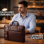Valenium Men's Laptop PU Briefcase Bag (Brown)