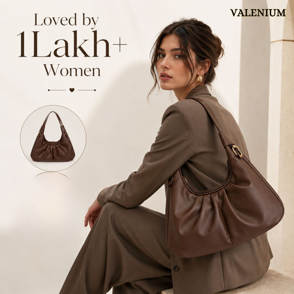 Valenium Half Moon Hobo Bag (Brown)