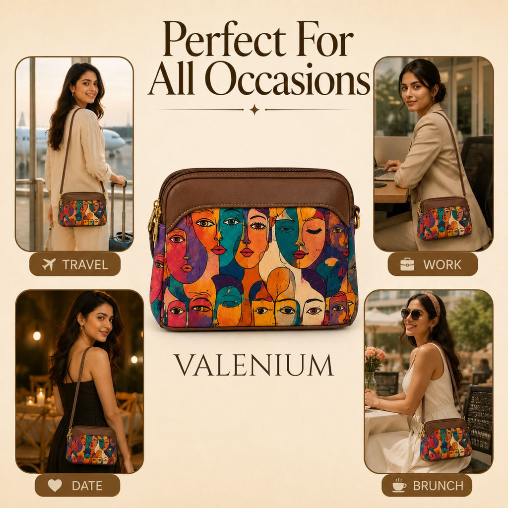 Valenium Women's Cubist Faces Sling Bag