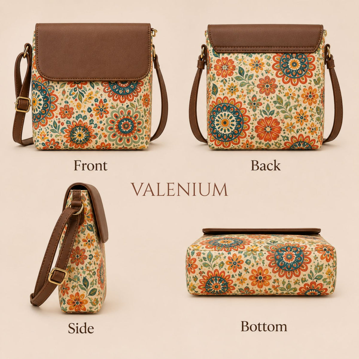 Valenium Boho Print Crossbody Sling Bag