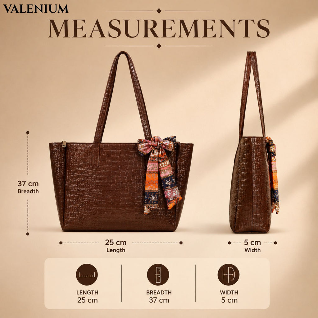 Valenium Coffee Brown Shoulder HandBag