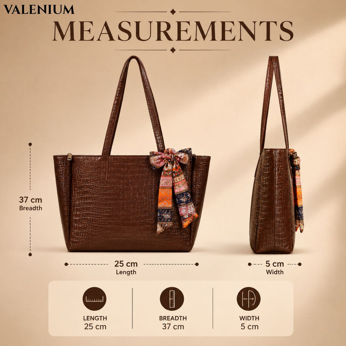 Valenium Coffee Brown Shoulder HandBag