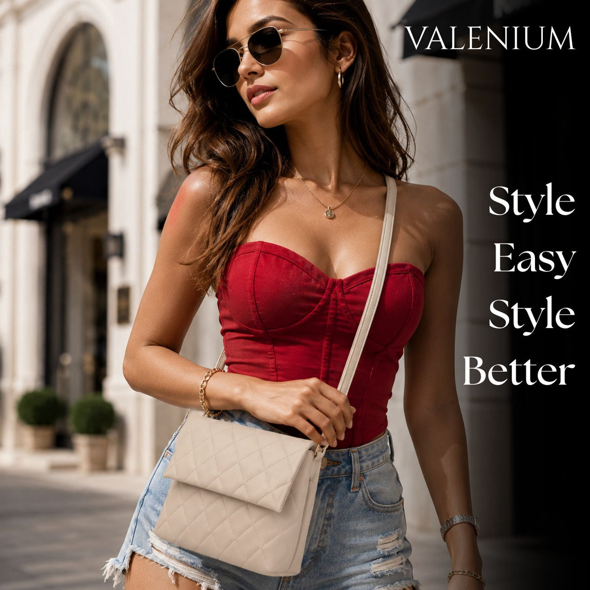 Valenium Nova Quilted Cross Body Sling Bag (Off White)