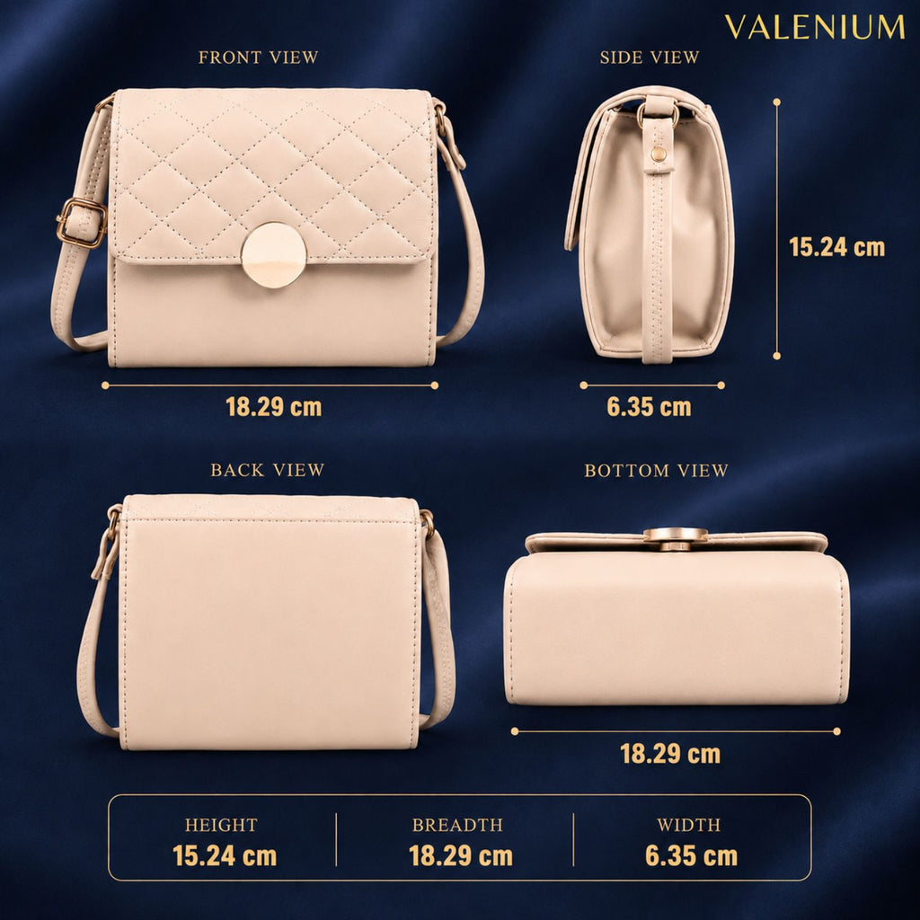 Valenium Quilted Sling Bag (Cream)