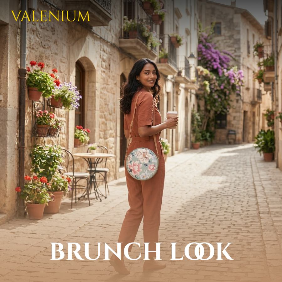 Valenium Flower Print Round Sling Bag (Sage Green)