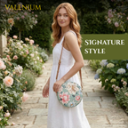Valenium Flower Print Round Sling Bag (Sage Green)