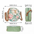 Valenium Flower Print Round Sling Bag (Sage Green)