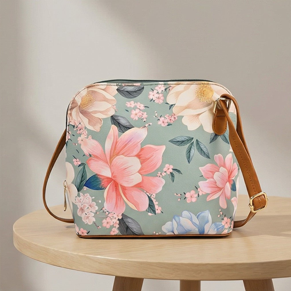 Valenium Floral Print Sling Bag (Sage Green)