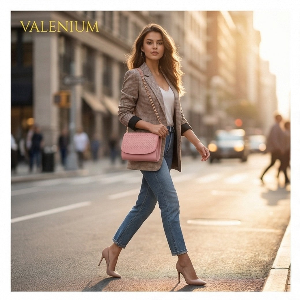Valenium Laser Cut Crossbody Sling Bag (Pink)