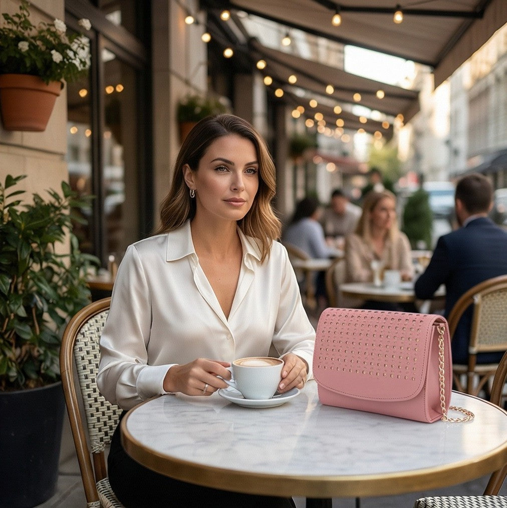 Valenium Laser Cut Crossbody Sling Bag (Pink)