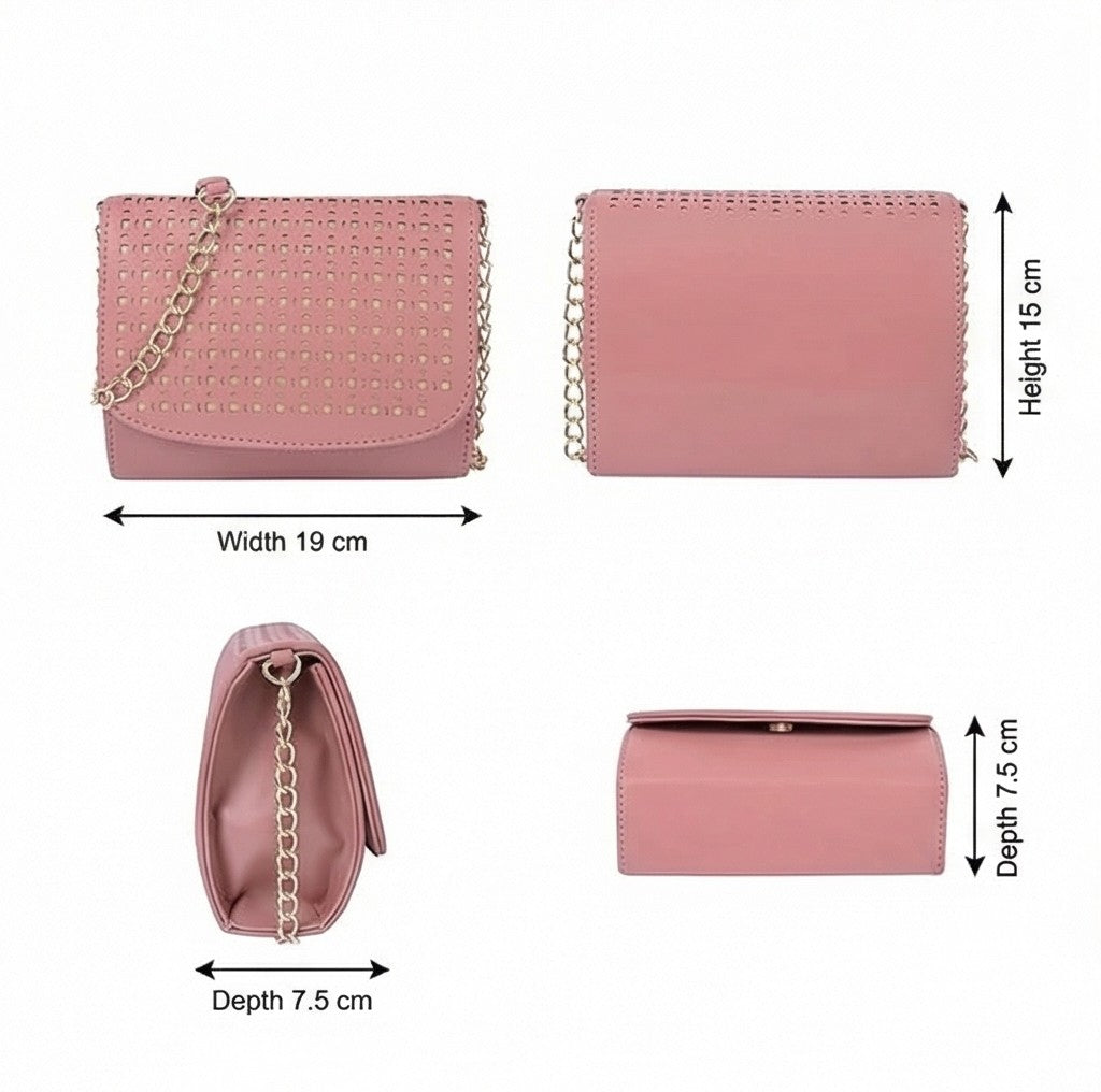 Valenium Laser Cut Crossbody Sling Bag (Pink)