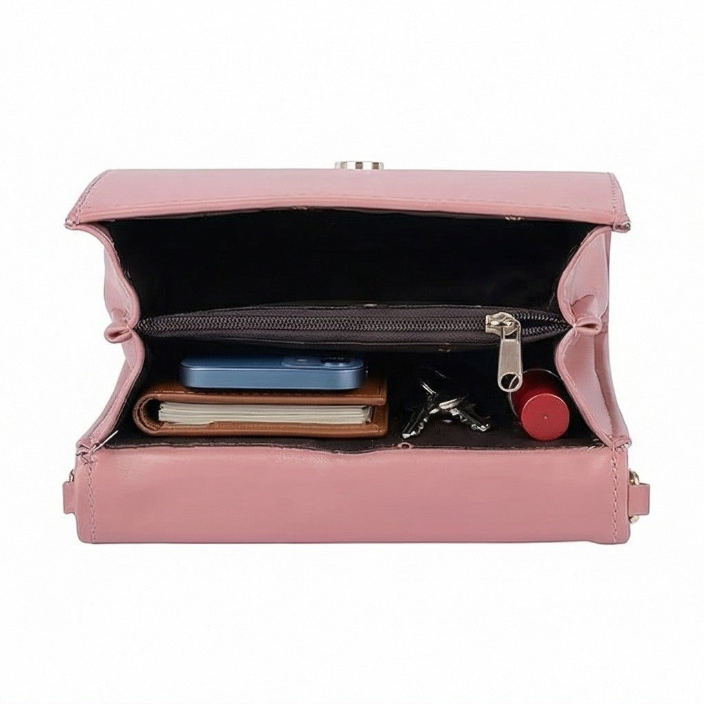 Valenium Laser Cut Crossbody Sling Bag (Pink)