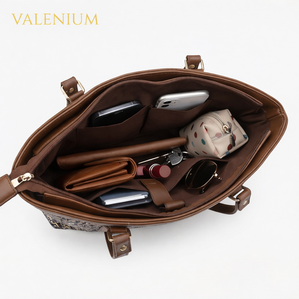 Valenium Women's Jute Laptop Bag (Brown & Black)