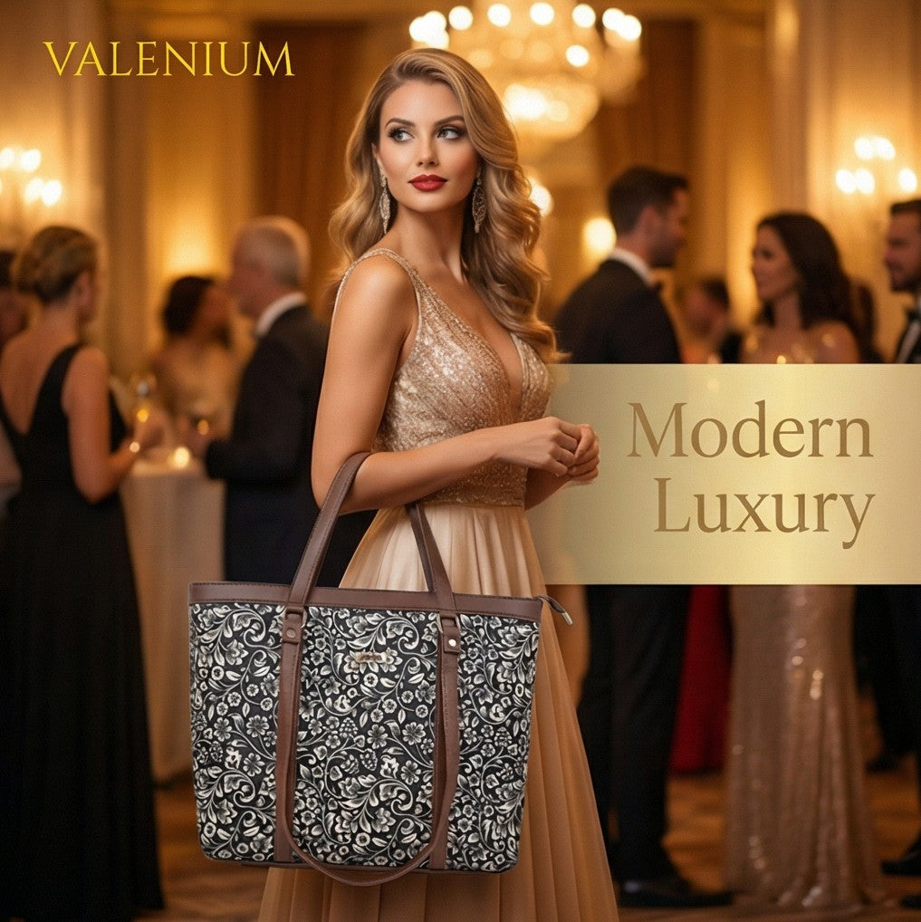 Valenium Women's Jute Laptop Bag (Brown & Black)