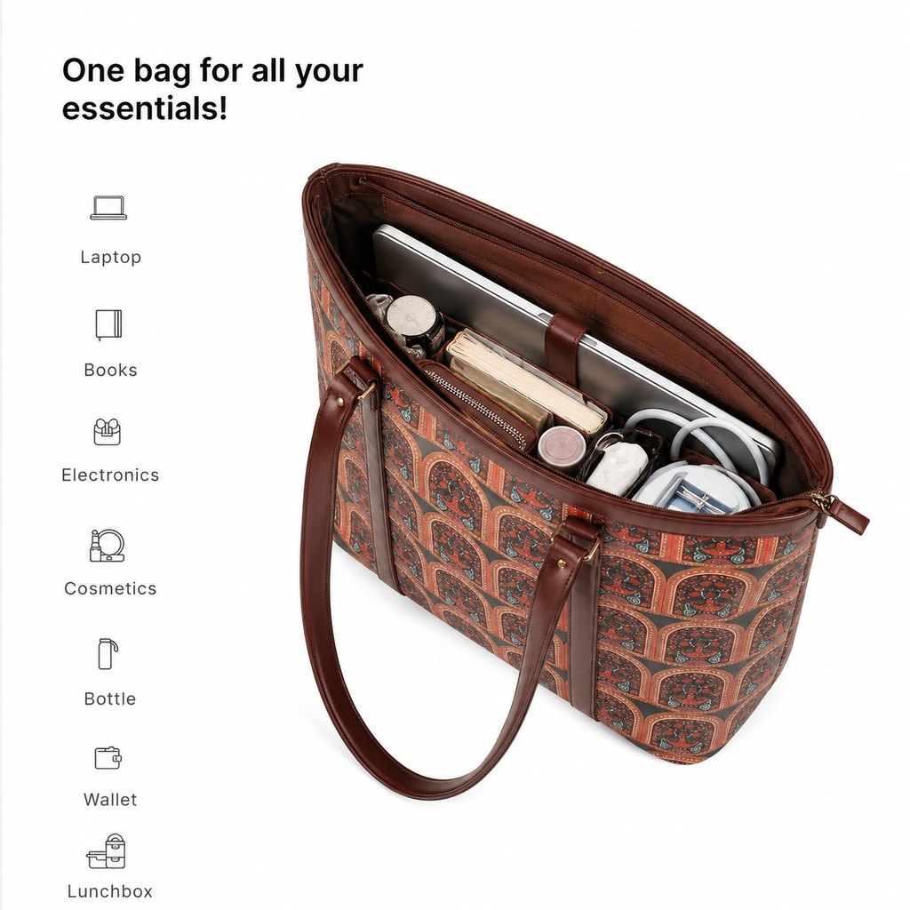 Valenium Women's Office Oxford Fabric Laptop Bag (Brown)