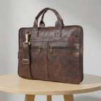 Valenium Men's Laptop PU Briefcase Bag (Brown)