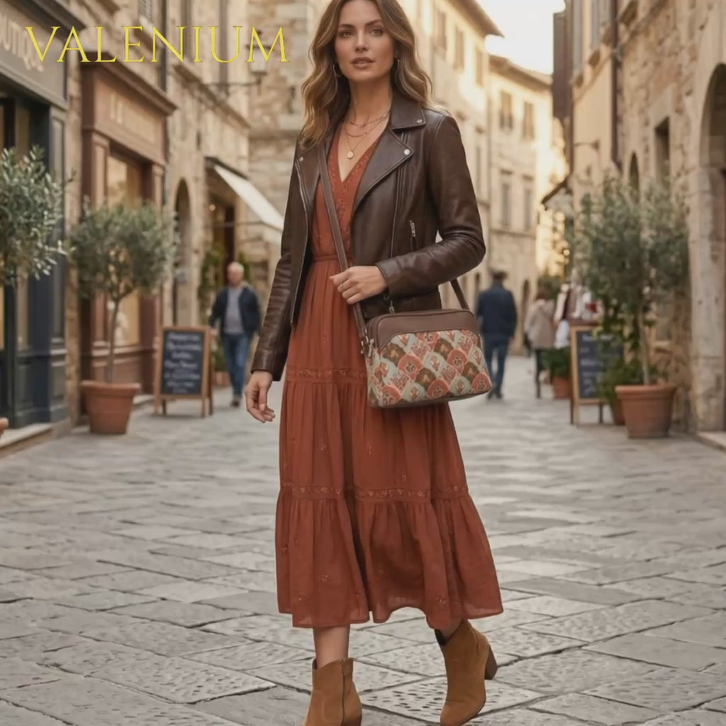 Valenium Printed Sling Bag (Brown)