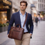 Valenium Men's Laptop PU Briefcase Bag (Brown)