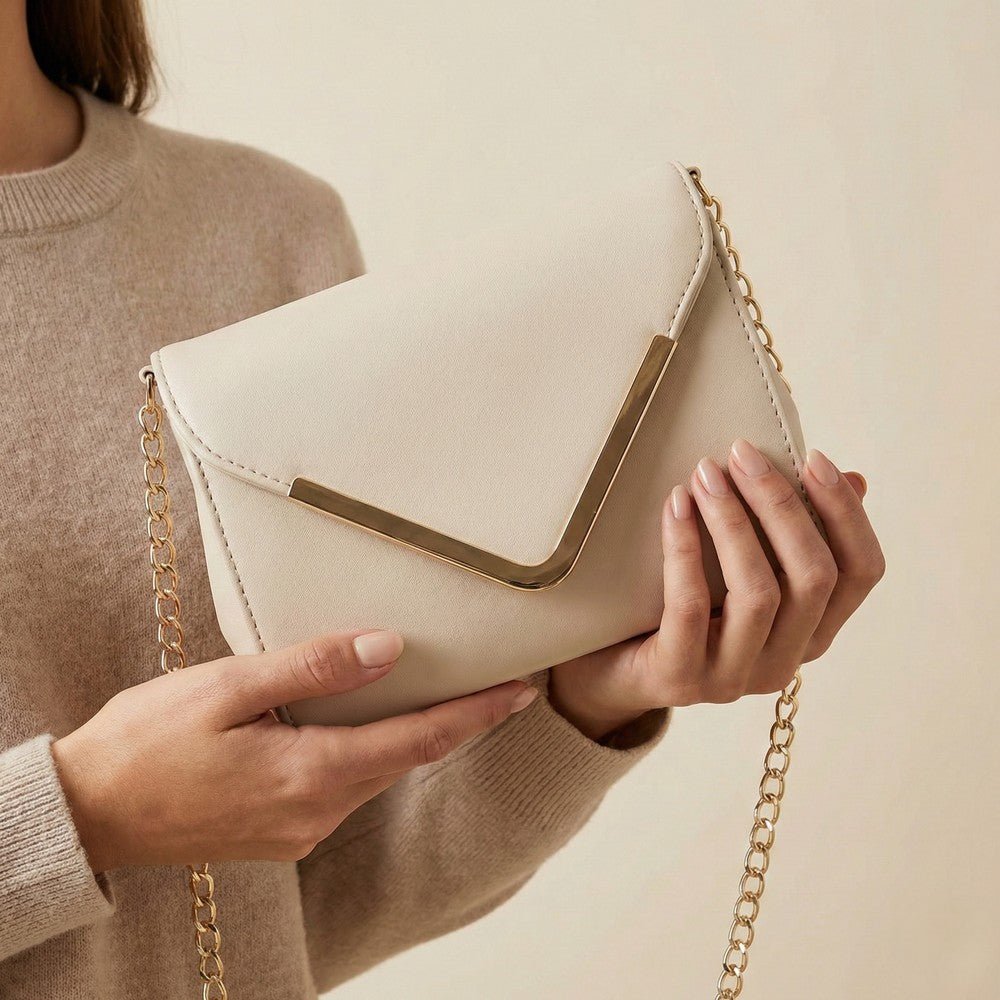 Valenium V-Flap Crossbody Sling Bag (Off-White)