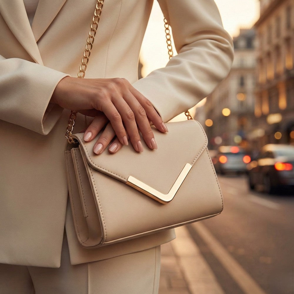 Valenium V-Flap Crossbody Sling Bag (Off-White)