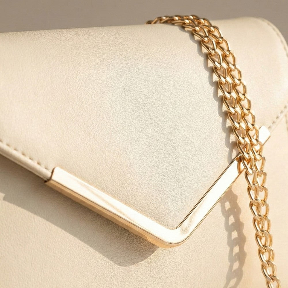 Valenium V-Flap Crossbody Sling Bag (Off-White)