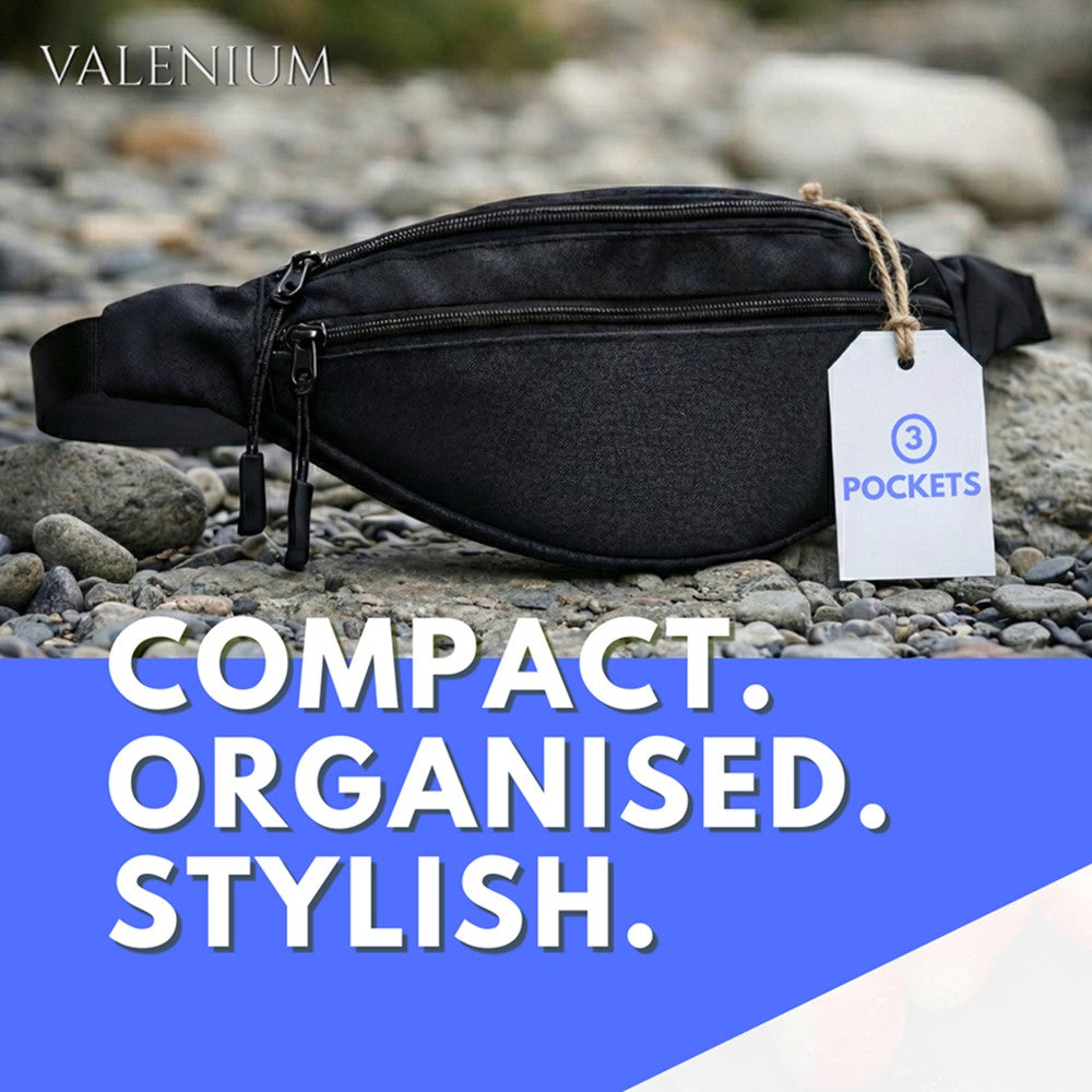 Valenium Adjustable Waist Fanny Bag (Black)