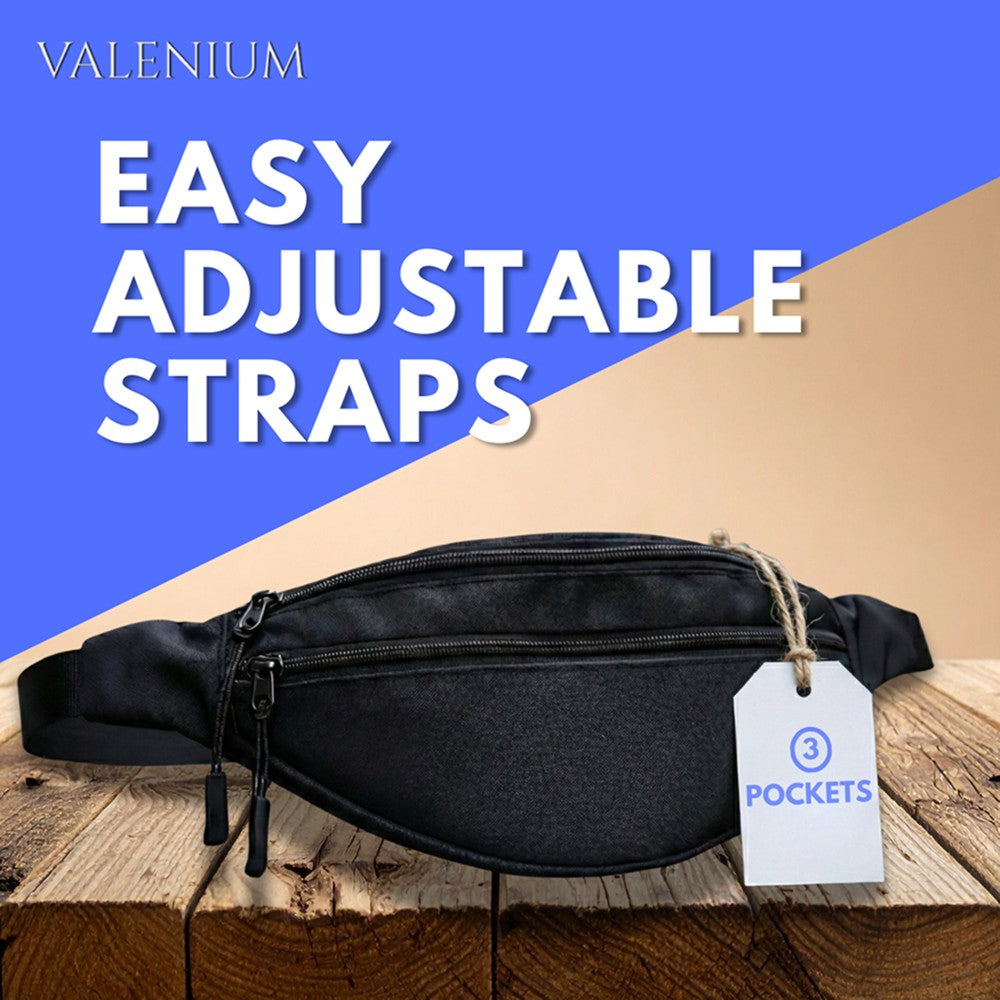 Valenium Adjustable Waist Fanny Bag (Black)