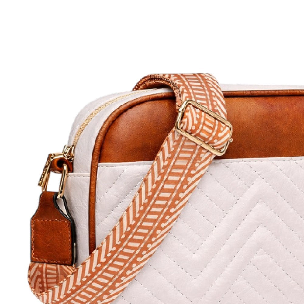 Valenium Cross Body Sling Bag (Brown & White)